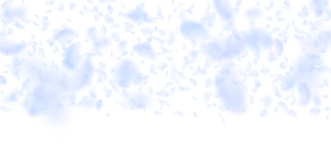 Fototapeta na wymiar Light blue flower petals falling down. Adorable ro