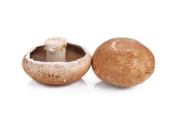 Fresh Portobello mushrooms isolated on white background