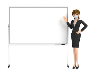 3D illustration character - A woman wearing a mask explains