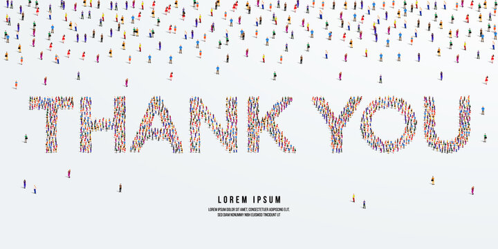 Thank you. Large group of people form to create Thank you. vector illustration.