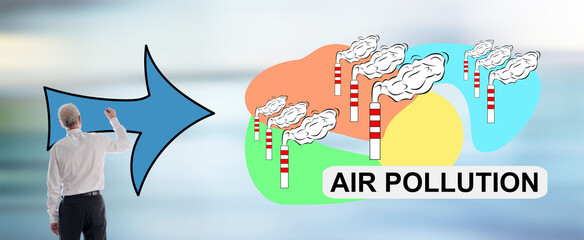 Air pollution concept drawn by a man