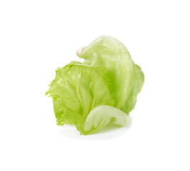 Fresh green lettuce leafs isolated on white background