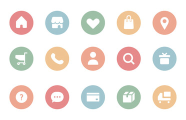 ショップサイトのアイコンのセット／通販／おしゃれ／買い物／ショッピング