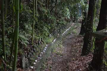 登山道にあるお地蔵様の列