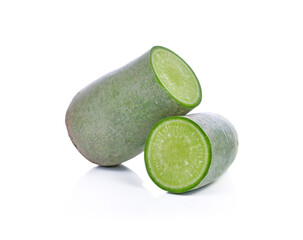 Green radish on white background