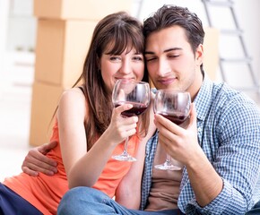 Young family celebrating wedding anniversary