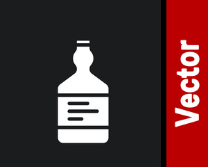 White Tequila bottle icon isolated on black background. Mexican alcohol drink. Vector.