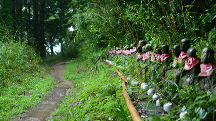 登山道にあるお地蔵様の列