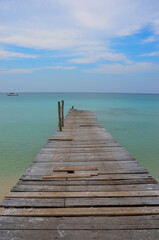 The view of the Long beach and the sea on Koh Rong island in Cambodia