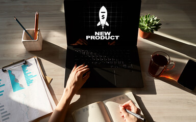 New product development business concept on device screen.