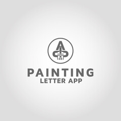 Painting and letter APP Vector logo design template idea