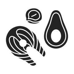 Lot fat black glyph icon. High-fat products. High-calorie food. Pictogram for web page, mobile app, promo. UI UX GUI design element