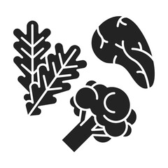 Low carbs black glyph icon. Limits carbohydrates such as those found in grains, starchy vegetables and fruit. Pictogram for web page, mobile app, promo. UI UX GUI design element
