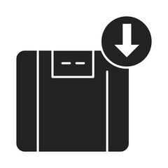 Weight loss black glyph icon. Refers to a reduction of the total body mass, due to a mean loss of fluid, body fat. Pictogram for web page, mobile app, promo. UI UX GUI design element.
