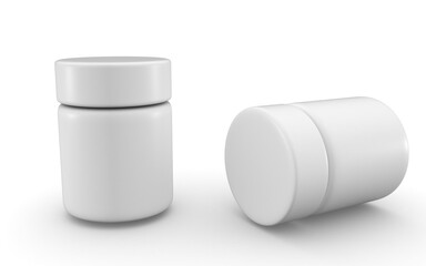 3d container for vitamins on white background