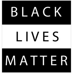 poster with black and white stripes and the words "Black lives matter"