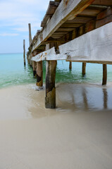 The view of the Long beach and the sea on Koh Rong island in Cambodia