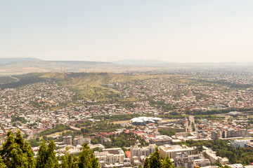 Fototapeta na wymiar View from Mount Mtatsminda to the central areas of Tbilisi