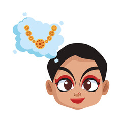 diwali woman cartoon with necklace in bubble vector design