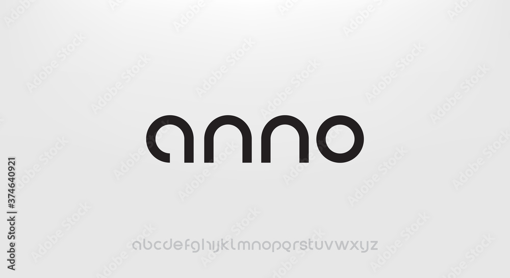 Fototapete anno, abstract technology science alphabet lowercase font. digital space typography vector illustrat