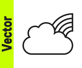 Black line Rainbow with clouds icon isolated on white background. Vector.