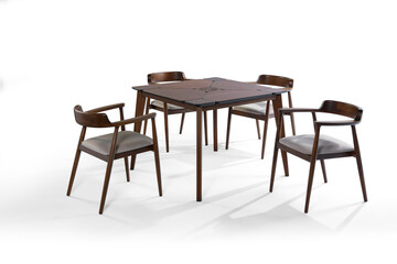 modern dining table on white background