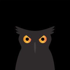 Owl Eyes in The Dark - Vector illustretion
