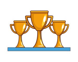 Isolated three trophies vector design
