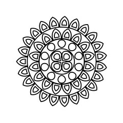 mandala in flower shaped line style icon design of Bohemic ornament indian decoration retro vintage meditation henna ethnic arabic texture and tribal theme Vector illustration