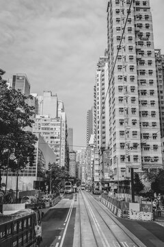 On the road with the Streetcar in Hong Kong China © Alexander