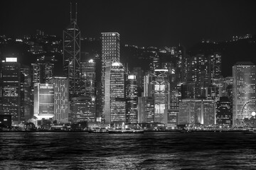 Fototapeta na wymiar Black and White Victoria Bay Hong Kong