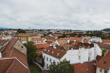 Fototapeta na wymiar View over old roof tops in Sopron