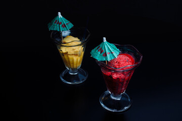 delicious food on black background