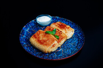 delicious food on black background