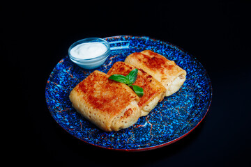 delicious food on black background