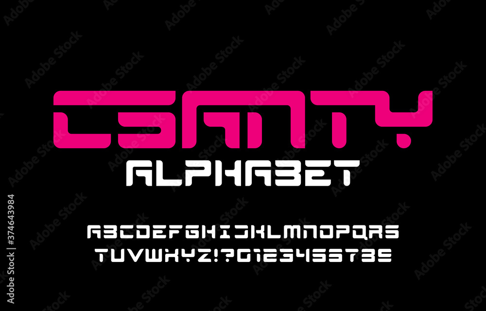 Fototapete scanty alphabet font. abstract stencil letters and numbers. stock vector typescript for your typogra