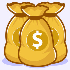 Simple vector illustration of 3 money bag with soft background