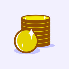 Simple vector illustration of a pile of coins. Shiny and glowing. Small change.