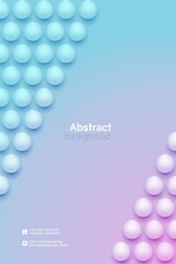 Abstract circle background. 3D spheres. Vertical minimalistic banner template. Vector illustration with mesh gradients.
