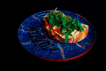 delicious food on black background