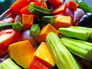 chopped vegetable closeup