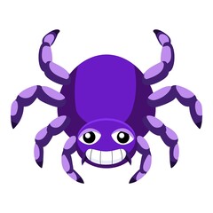 Violet spider icon. Cartoon of violet spider vector icon for web design isolated on white background