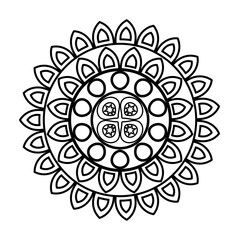 mandala in flower shaped line style icon design of Bohemic ornament indian decoration retro vintage meditation henna ethnic arabic texture and tribal theme Vector illustration