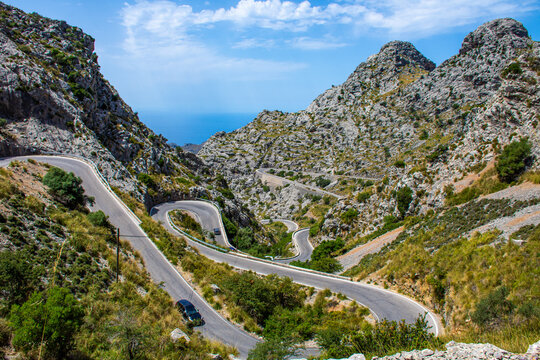 Road down to Sa Calobra in Mallorca, Spain
