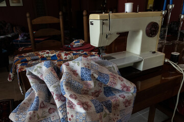 fabric being sewn 