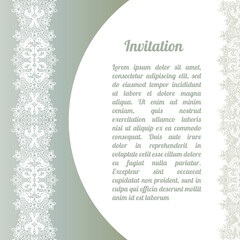 Invitation card with lace patterns, 
decorative design, vector illustration