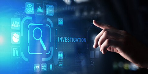 Investigation inspection audit business concept on virtual screen.