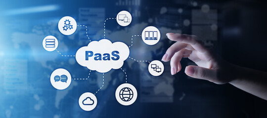 PaaS - Platform as a service, Internet technology and development concept.