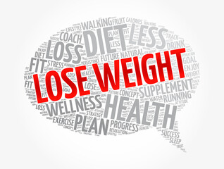 Lose Weight message bubble word cloud collage, health concept background