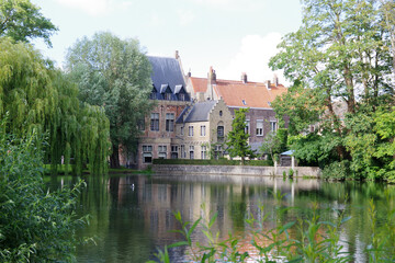 Fototapeta na wymiar Vue sur le béguinage de Bruges